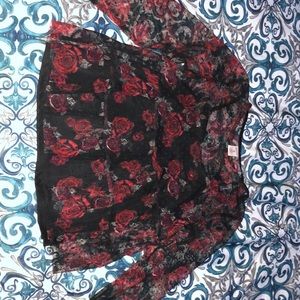 See through flower long sleeve shirt